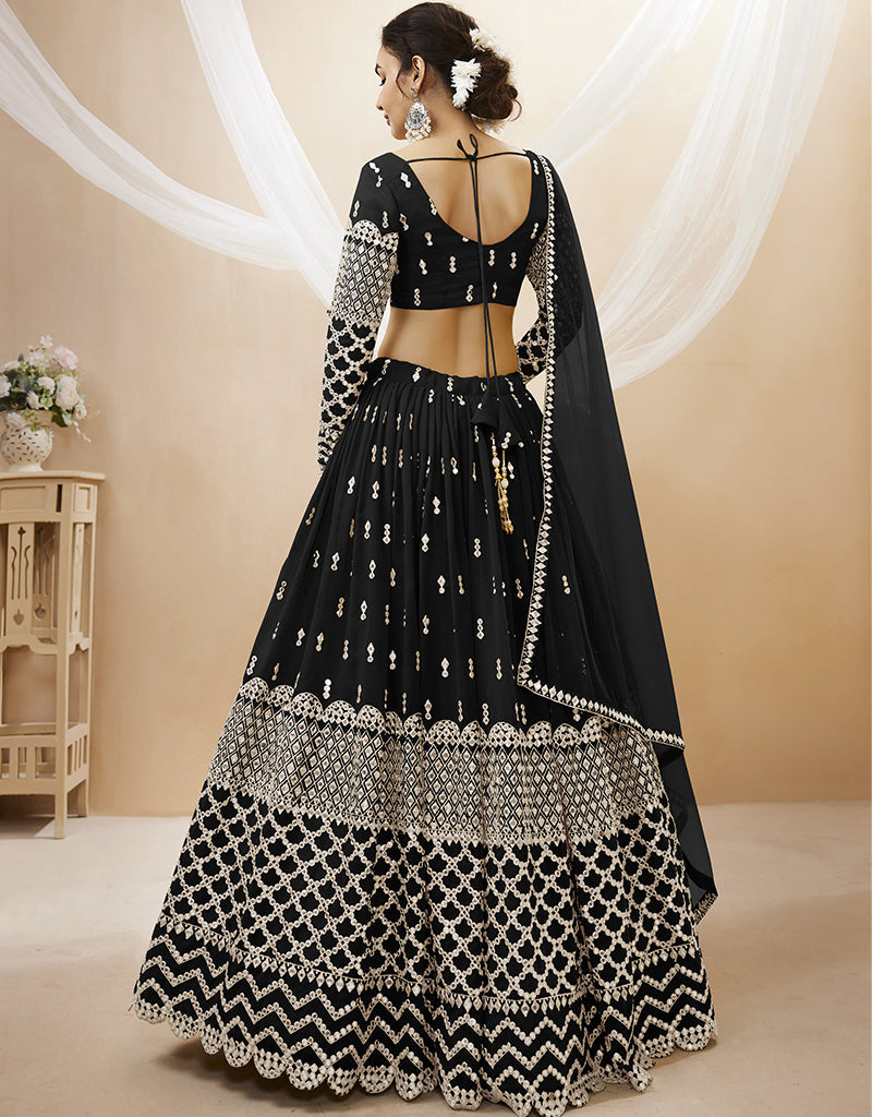 Elegant Black Georgette Lehenga Choli for Women | Indian Bridal Wear | Wedding Party & Festive Occasion Outfit