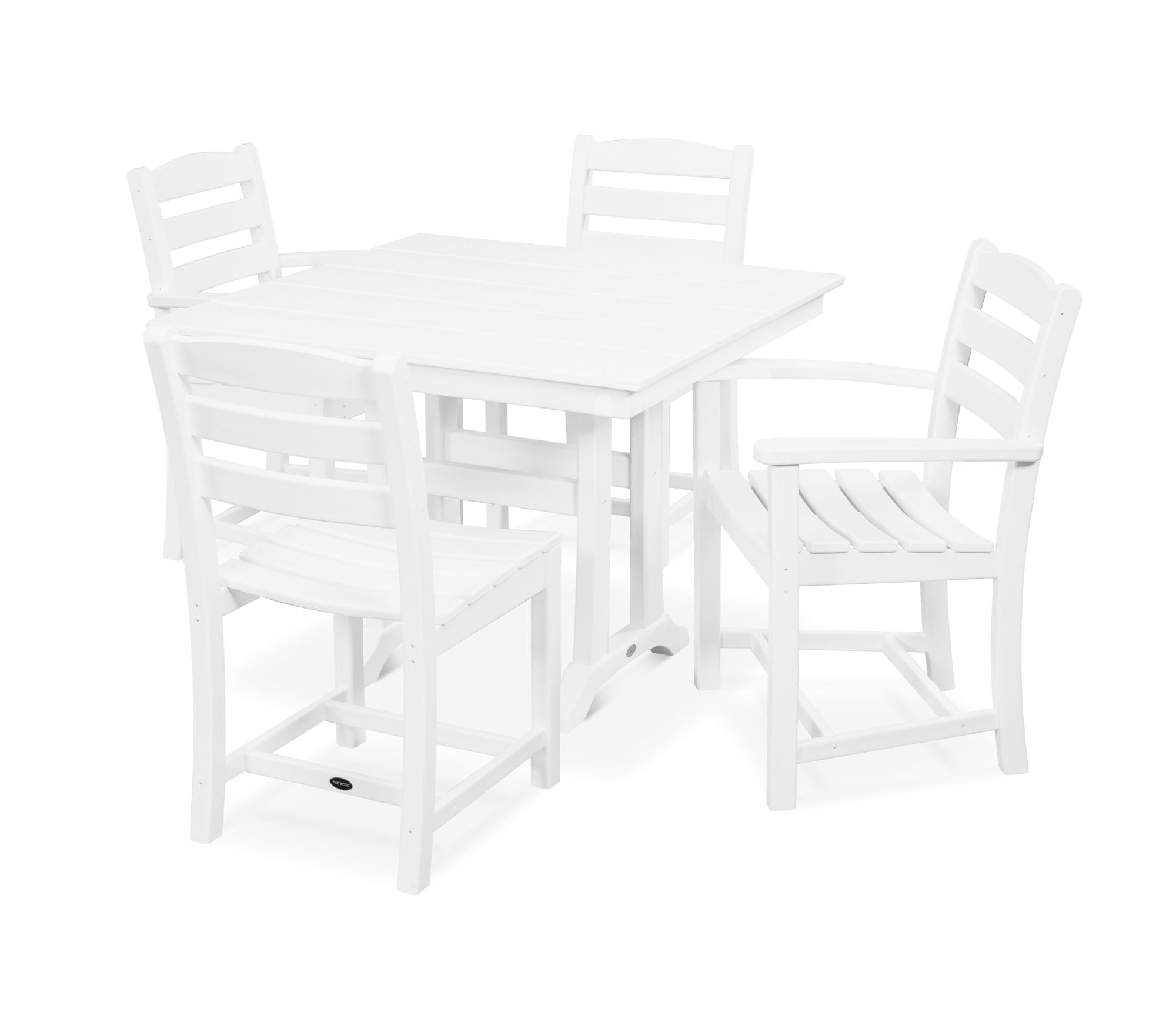POLYWOOD La Casa Café 5-Piece Farmhouse Trestle Dining Set - Outdoor Patio Furniture for Garden, Backyard, and Poolside Dining