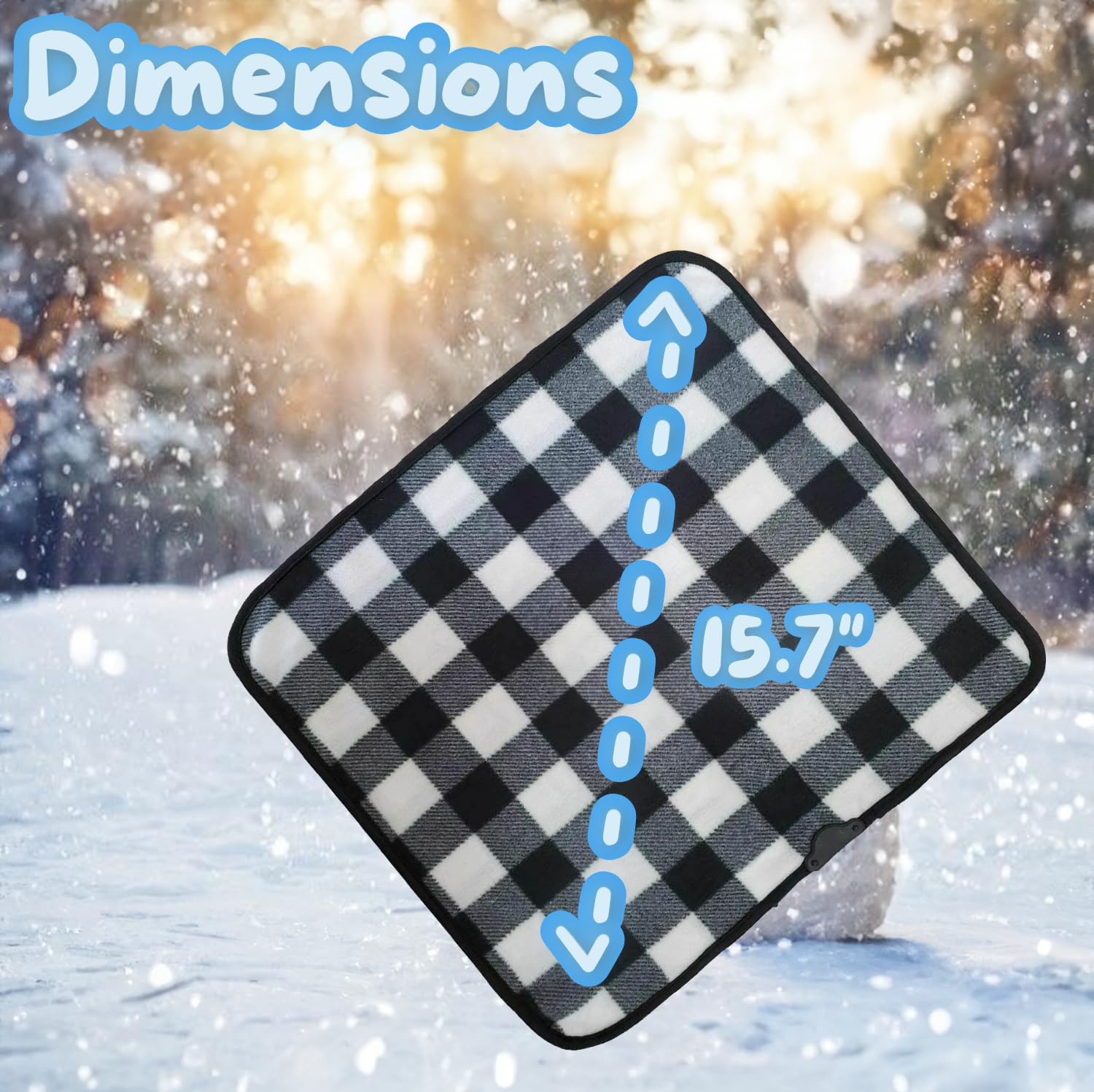VaygWay 12V Car Seat Heater Pad - Universal Size Winter Warming Mat for Cars, SUVs, Trucks & Vans - Black & White Plaid Design - 1 Pack - Perfect for Cold Weather Commuting & Road Trips