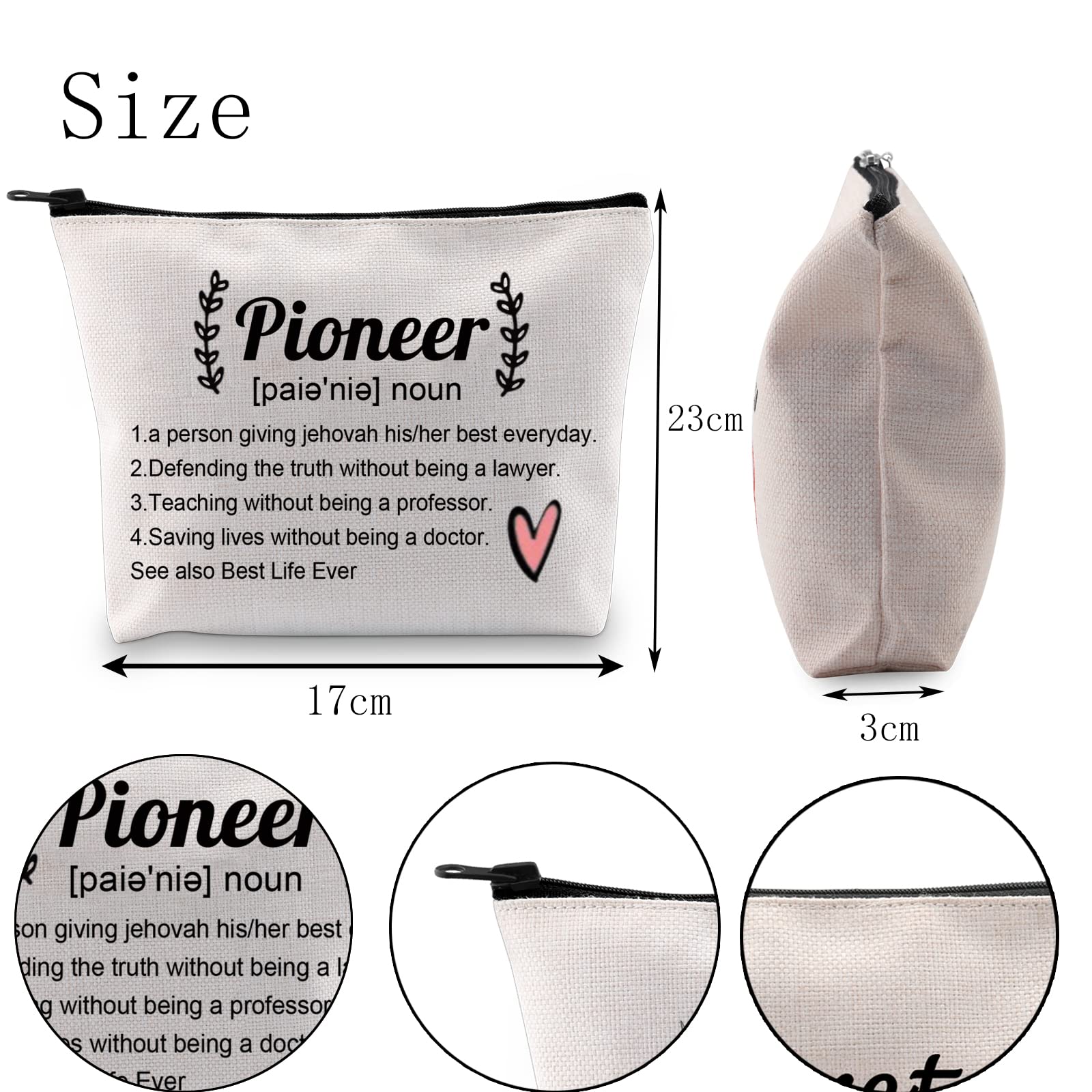 POFULL Pioneer Definition JW Gift - Best Life Pioneer Gift for Jehovah's Witnesses & Pioneers - Premium Makeup Bag (Ideal for Ministry, Travel & Daily Use)