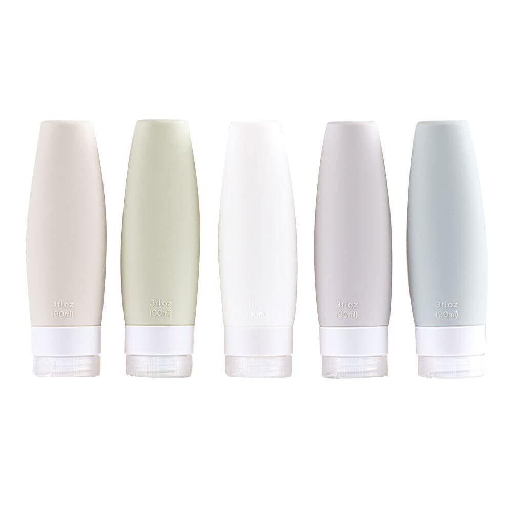 30ml Silicone Travel Bottles Set - 5 Piece Leak-Proof Refillable Toiletry Containers for Shampoo, Conditioner & Body Care | TSA Approved Cosmetic Travel Kit for Airplane, Gym & Vacation Essentials