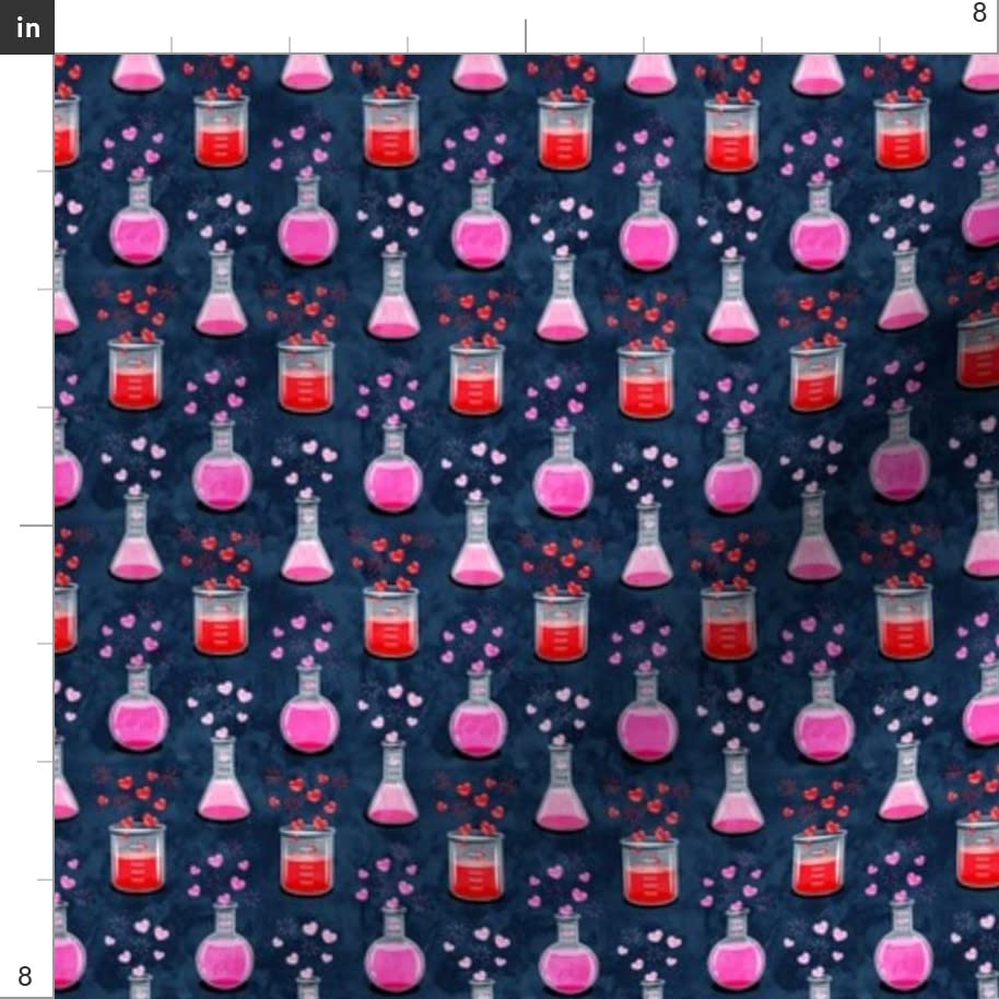 Small Scale Love Science Valentines Blue Hearts Bubbles Chemistry Printed Minky Fabric Fat Quarter - Soft Plush Fabric for Sewing Baby Blankets, Quilt Backing & DIY Projects - Perfect for Valentine's Day Gifts & Nursery Decor