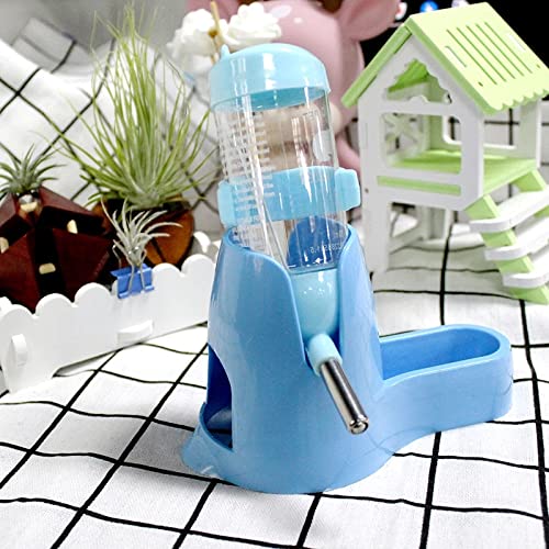 4oz Hamster Water Bottle with 3-in-1 Food Bowl - 125ML Automatic Pet Water Dispenser for Small Animals (Blue, 80ML) - Perfect for Hamsters, Hedgehogs & Rodent Cages