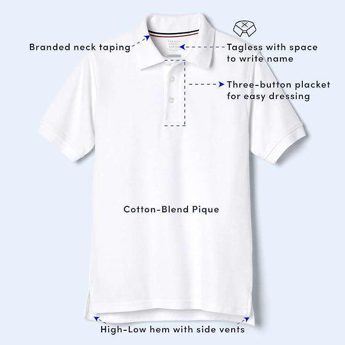French Toast Boys' Short Sleeve Pique Polo Shirt - Standard & Husky Fit - Hunter Green - Size Large - Comfortable School Uniform & Casual Wear for Kids