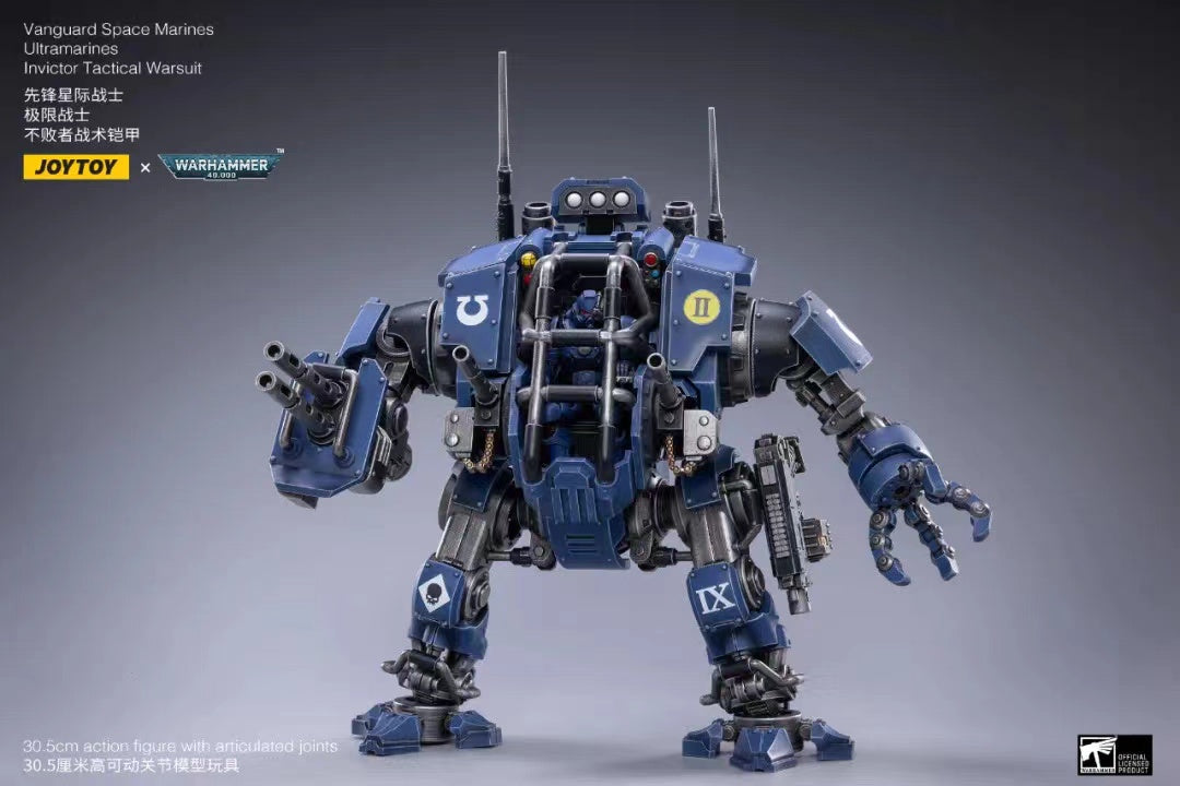 JOYTOY 1/18 Scale Warhammer 40K Vanguard Space Marines Ultramarines Invictor Tactical Warsuit Action Figure - Collectible Model for Display & Wargaming Scenes