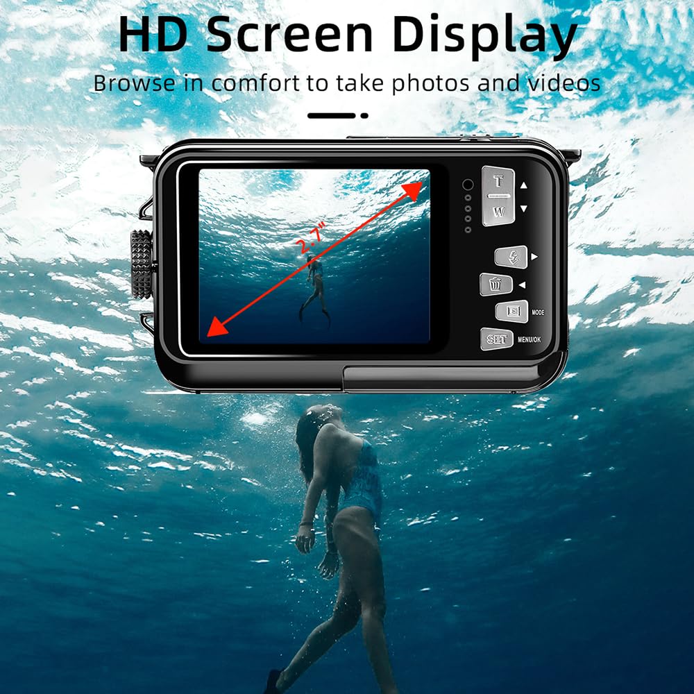 1080P Ultra HD Mini Sports Action Camera with 2.7in TFT Screen, 30MP Anti-Shake, 3M Waterproof, 16× Digital Zoom, 128GB TF Support - Perfect for Underwater Diving, Skiing, Cycling & Outdoor Adventures