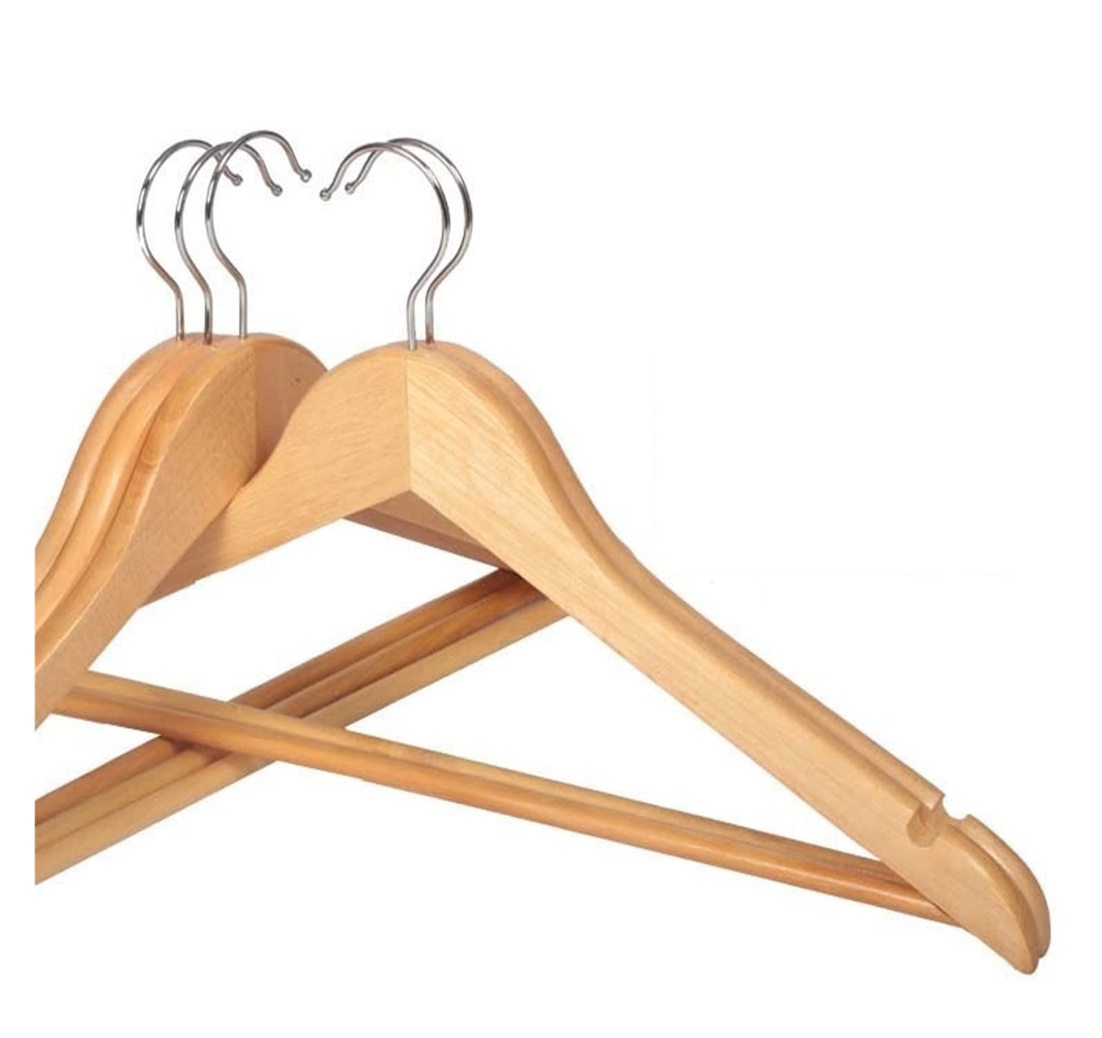 5-Piece Solid Wood Clothes Hangers - Non-Slip Wooden Hangers for Suits, Shirts, Trousers & Sweaters | Durable Wardrobe Organizer for Closet & Laundry Room | Perfect for Home, Office & Travel Use