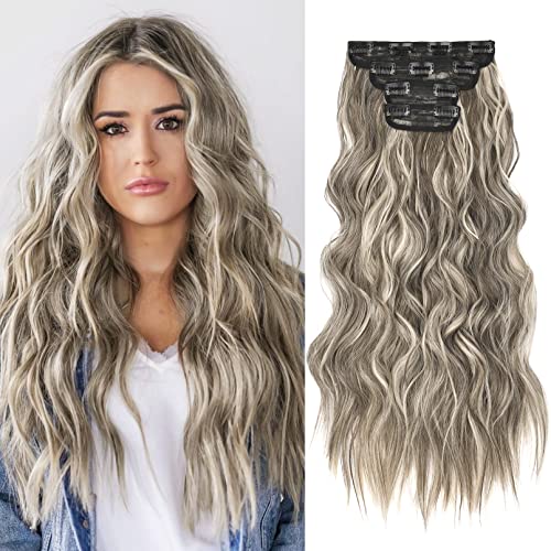 4PCS Clip-in Synthetic Hair Extensions - Long & Thick Hair Extensions for Women - Perfect for Parties, Weddings & Everyday Styling