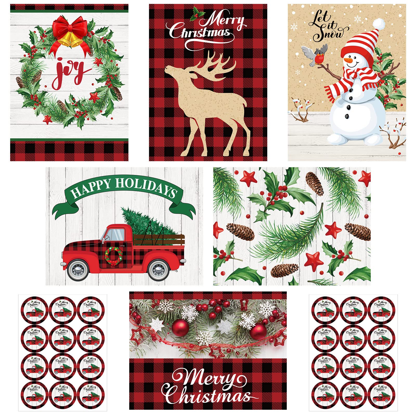 24 Sets Christmas Greeting Cards with Envelopes & Stickers - Blank Holiday Note Cards for Christmas Party, Xmas Decorations & Gift Wrapping - Perfect for Holiday Greetings, DIY Crafts & Festive Home Decor