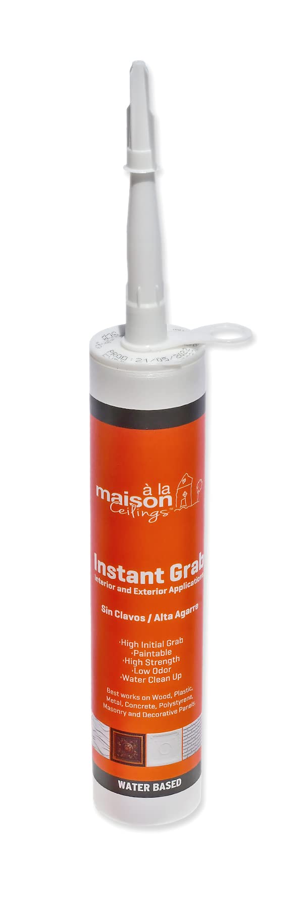 A la Maison Instant Grab High-Strength Adhesive - Water-Resistant Glue for Ceiling Tiles, Wall Panels & Crown Molding - Quick-Bond Formula for Indoor/Outdoor Use (24-Pack) - Perfect for Home Renovation and DIY Projects