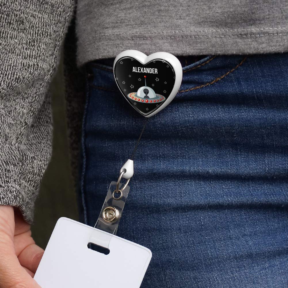 Custom Alien Spaceship Lanyard - Retractable ID Badge Holder for Work & Events