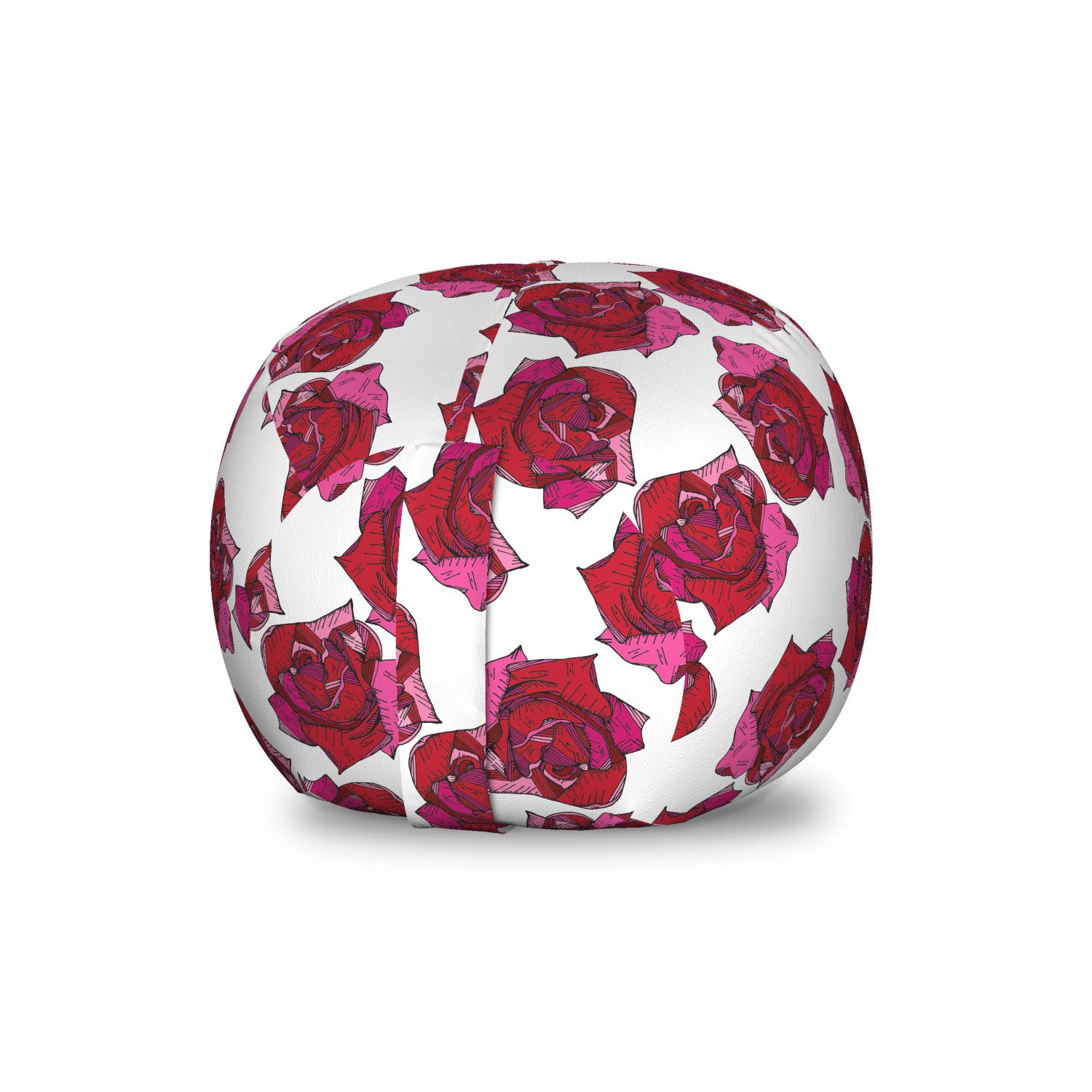 Ambesonne Roses Storage Toy Bag Chair - Colorful Hand Drawn Floral Design, Washable Stuffed Animal Organizer, Small Size Raspberry Pink - Perfect for Kids' Room, Nursery, Playroom & Toy Storage Organization