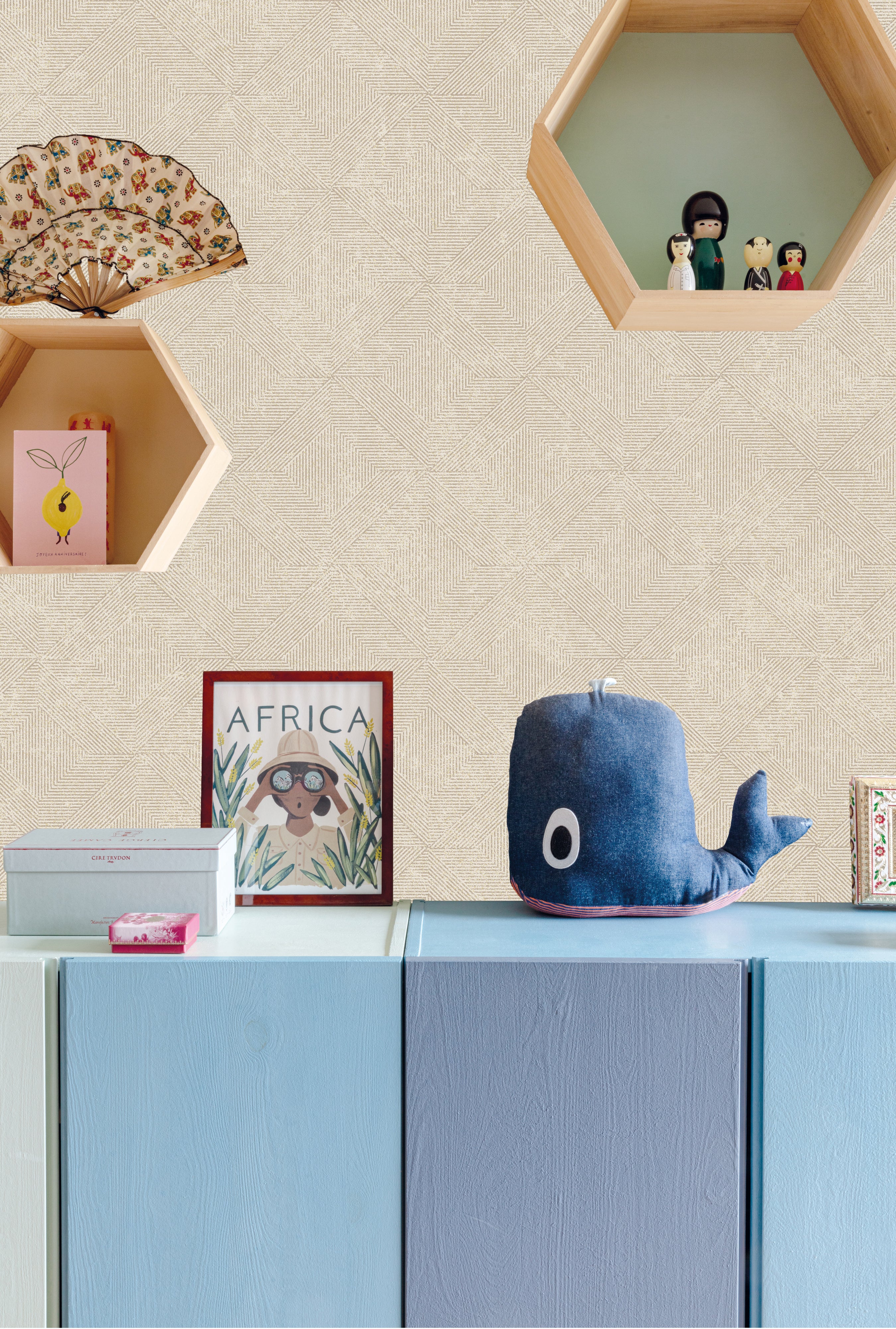 Beige Soft Diamond Geometric Wallpaper R9290 - Peel and Stick Self-Adhesive Wallpaper for Living Room, Bedroom, Office Decor