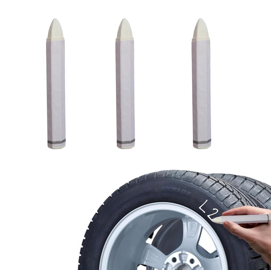 3 Pack Car Paint Markers - White Tire & Metal Paint Pens, Anti-Scratch Chalk Markers for Car Tires, Wood, Metal Surfaces | Portable Paint Sticks for DIY Auto Detailing, Roadside Marking & Industrial Labeling