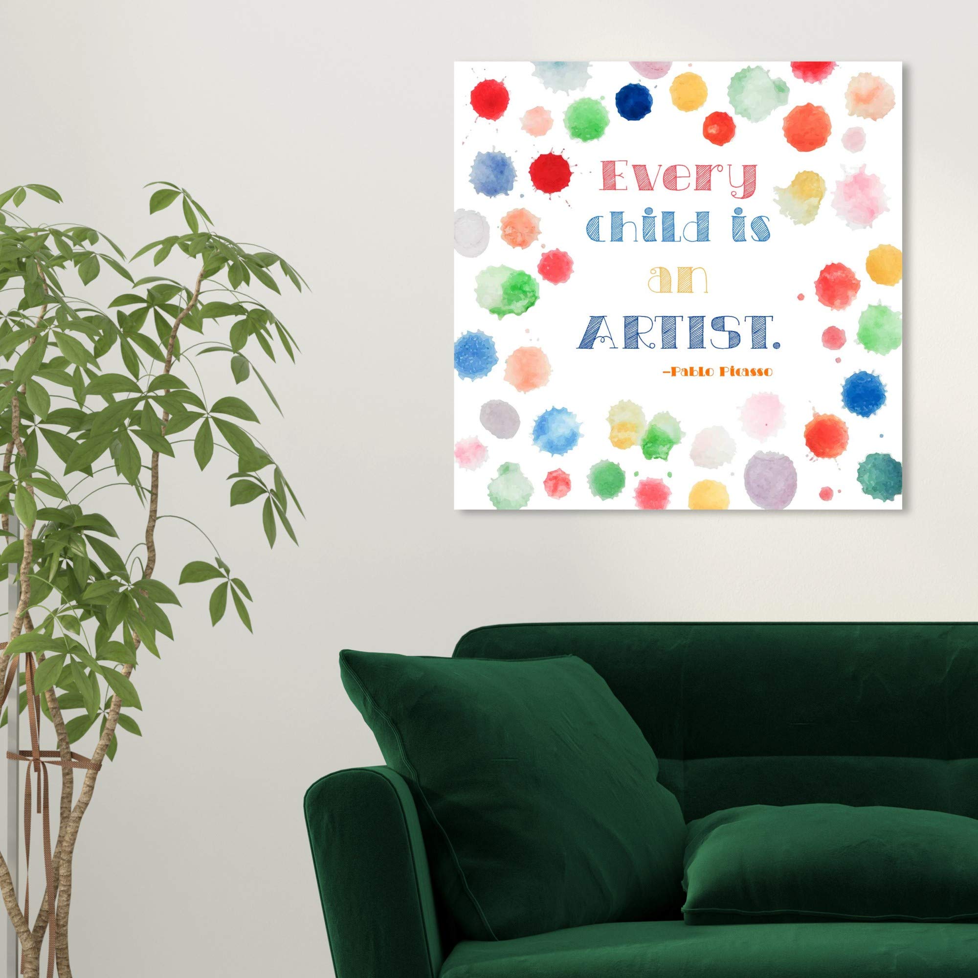 Oliver Gal Artist Co. 'Every Child is an Artist' Wall Art Canvas Print - Inspirational Typography Quote for Kids Room & Nursery Decor - 24x24 Inch White & Red Modern Children's Bedroom Artwork - Perfect for Playrooms, Daycares & Creative Learning Spaces