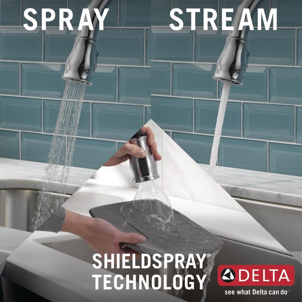 Delta Leland Touch Kitchen Faucet with Pull Down Sprayer - Chrome 9178T-DST | Touch2O Technology for Modern Kitchens, Perfect for Cooking and Cleaning