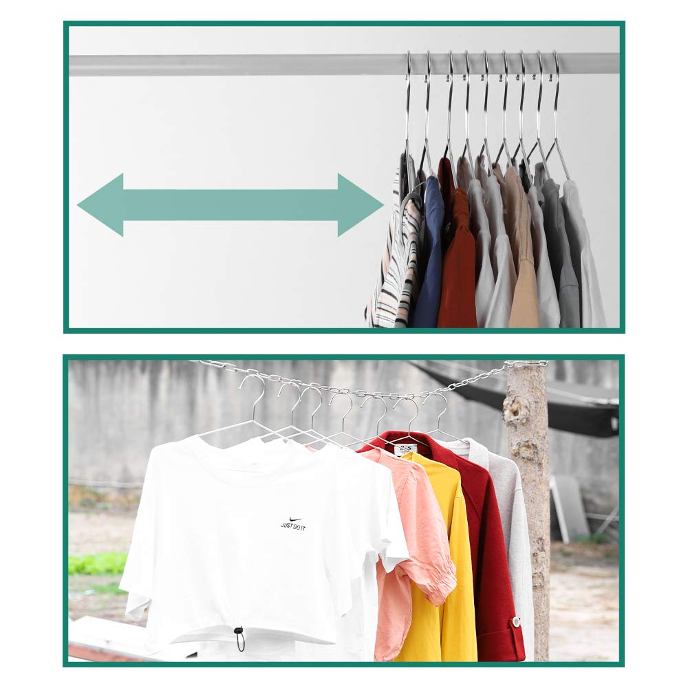 50 Pack Stainless Steel Coat Hangers with Non-Slip Grooves - 16.5 Inch Heavy Duty Clothes Hangers for Wardrobe Organization & Dry Cleaning Use