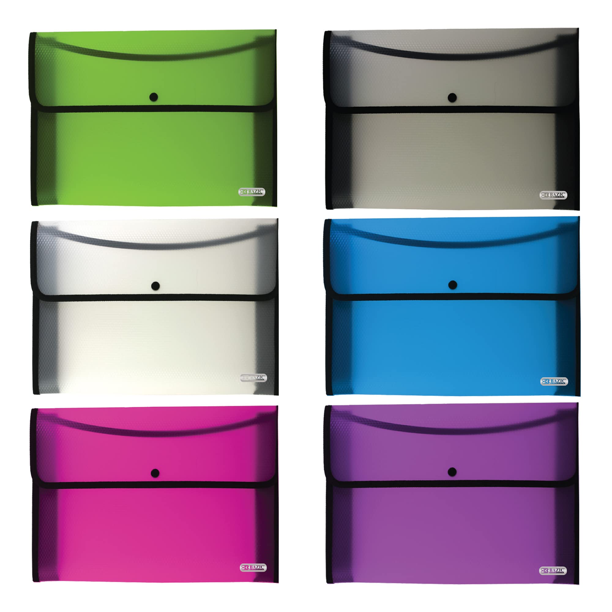 BAZIC 72-Pack Plastic File Folders - Letter Size Document Organizer for Home & Office | Portable Wallet for Receipts, Bills, Papers | Perfect for Filing, School, Business & Tax Organization