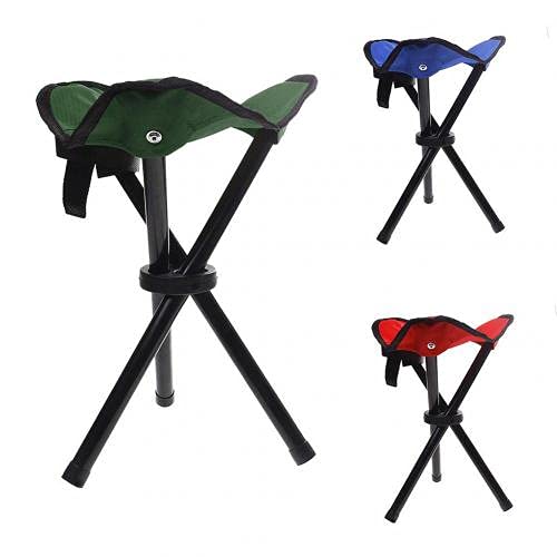 HOYEDNK Portable 3-Legged Folding Camping Chair - Lightweight Tripod Stool for Outdoor Fishing, Hiking, Picnics & Beach - Durable Canvas Material (Random Color) | Perfect for Camping, Backyard Relaxing & Travel Adventures