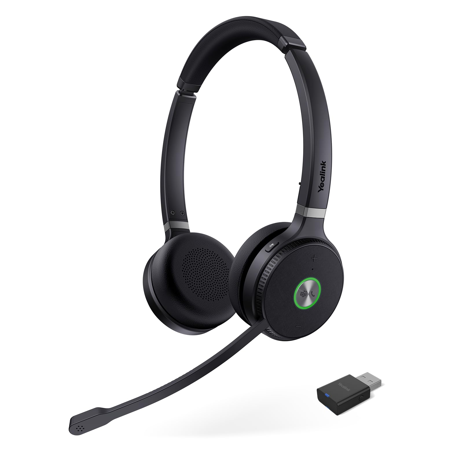 Yealink WH62 Wireless DECT Headset for Office & Remote Work - Teams, Zoom, Skype Certified with Noise Cancelling Mic, 13H Talk Time, 393ft Range - Ideal for Computer, Desk Phone & Video Conferencing