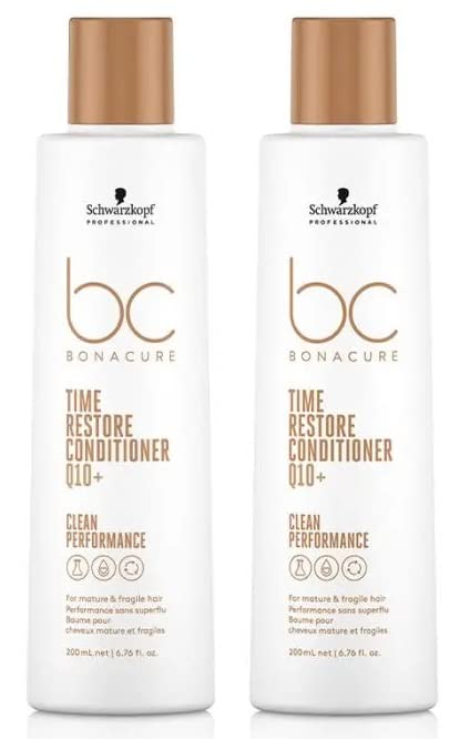 Schwarzkopf BC Clean DOUBLE Time Restore Conditioner 200ml - Repairing & Hydrating Hair Treatment for Damaged Hair - Salon Quality Deep Conditioning at Home