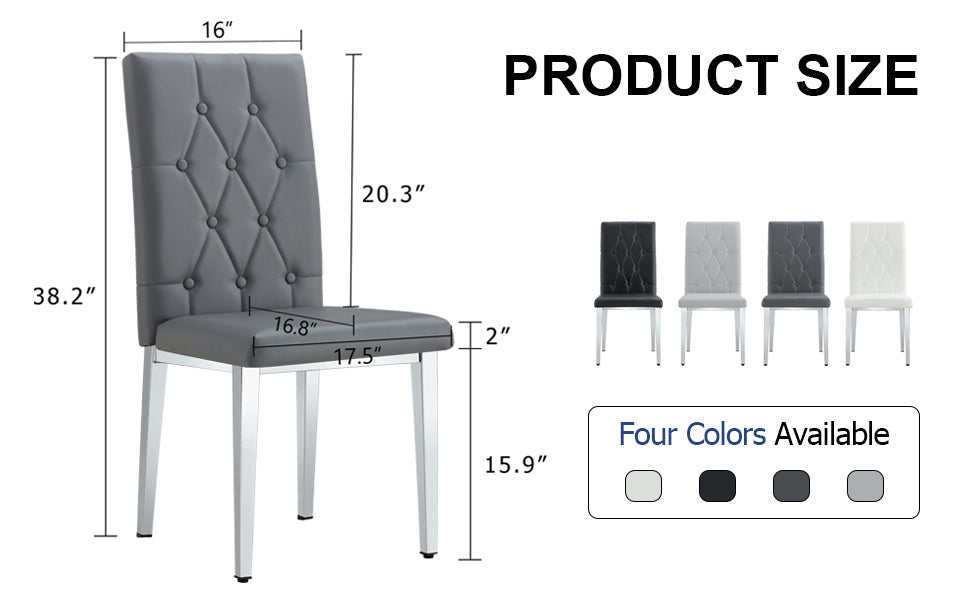 2-Piece Gray Armless Dining Chair Set - Elegant & Mysterious Deep Gray Tone with Vintage Grid & Buckle Back Design - Perfect for Modern Dining Rooms, Kitchens, and Small Spaces