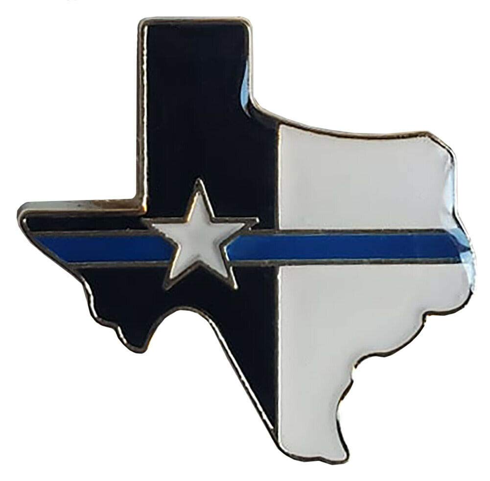 Texas State Map Thin Blue Line Police Lapel Pin - 6 Pack for Bike Hats & Motorcycle Gear