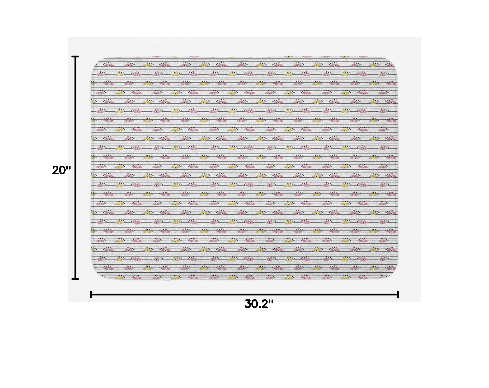Ambesonne Cartoon Bath Mat - Non-Slip Plush Bathroom Rug with Abstract Eyes Stars Eyelashes Pattern, 30.2 x 20 Inches, Earth Yellow & Pink Dust - Perfect for Kids' Bathrooms, Guest Baths & Spa Decor