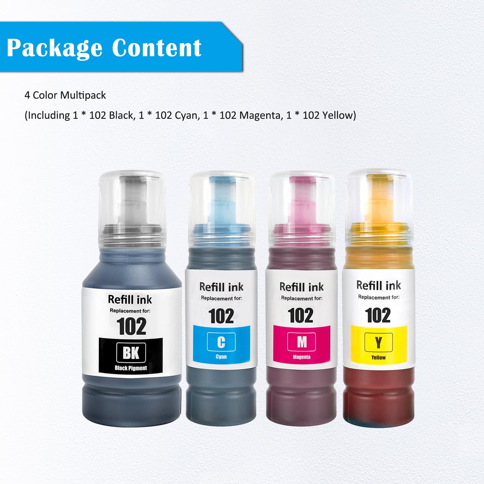 TOPRINT 4-Color Ink Bottles for ET Series Printers - Home & Office Use