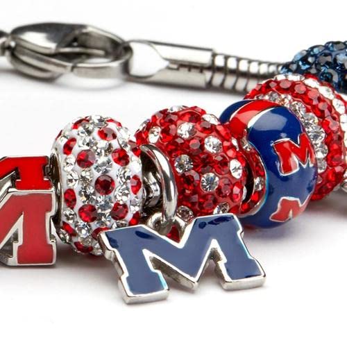 Ole Miss Bead Charms for Bracelets - Stone Armory Handmade Jewelry - Perfect for Gifts, Sorority Accessories & Game Day Spirit