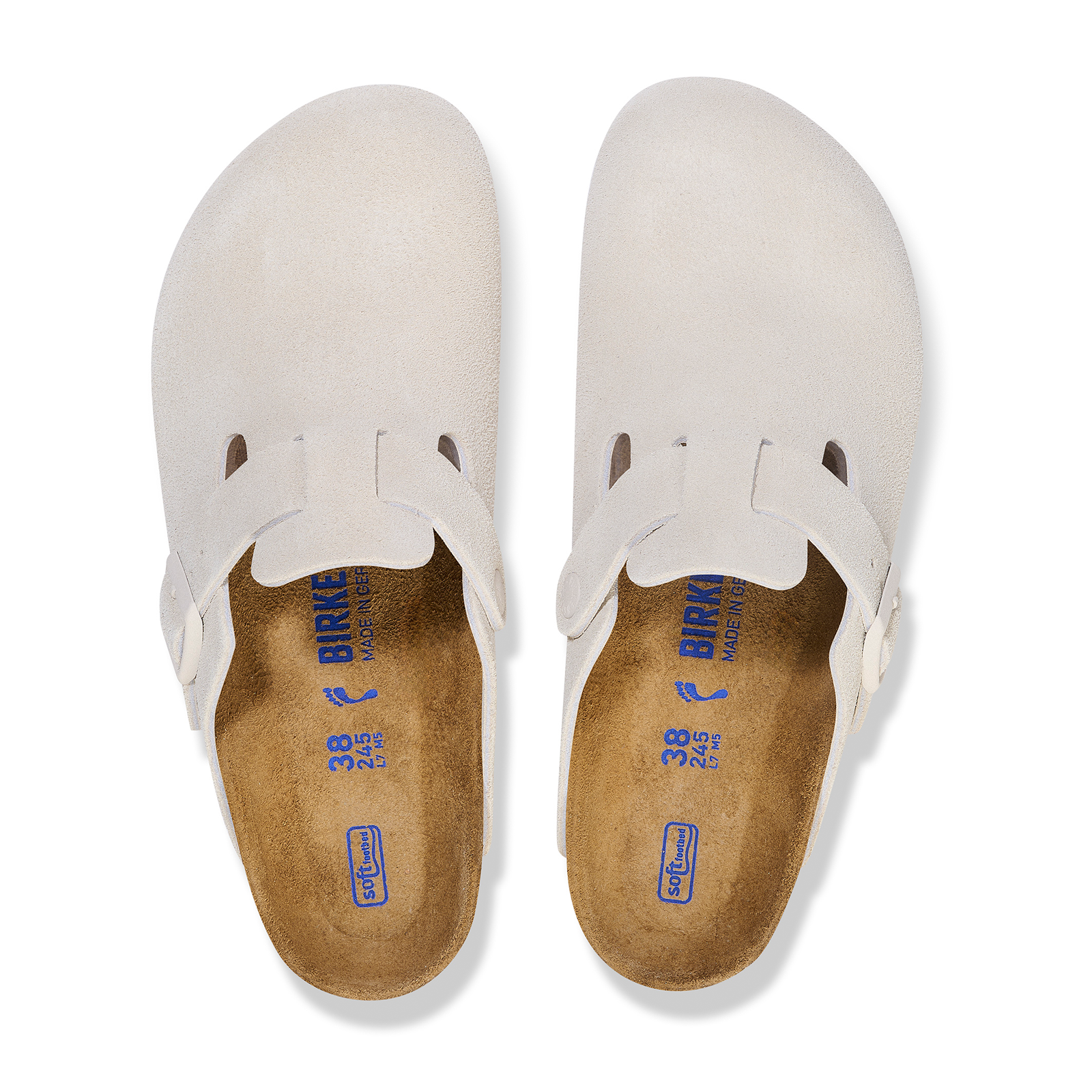 Birkenstock Boston Soft Footbed Narrow Clog for Women - Antique White Suede | Comfortable House Slippers for Relaxing at Home, Office & Casual Outings
