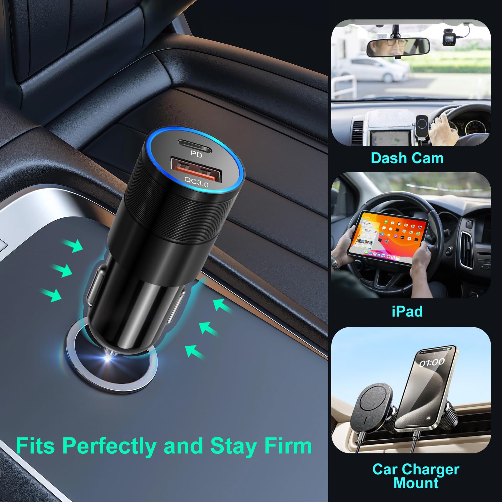 Bangfun 2-Pack 36W Dual USB C Car Charger - Fast Charging Adapter for iPhone 16/15/14/13/12/11 Pro Max & Galaxy S23/S22/A53/A14/A35 - Perfect for Road Trips & Daily Commutes