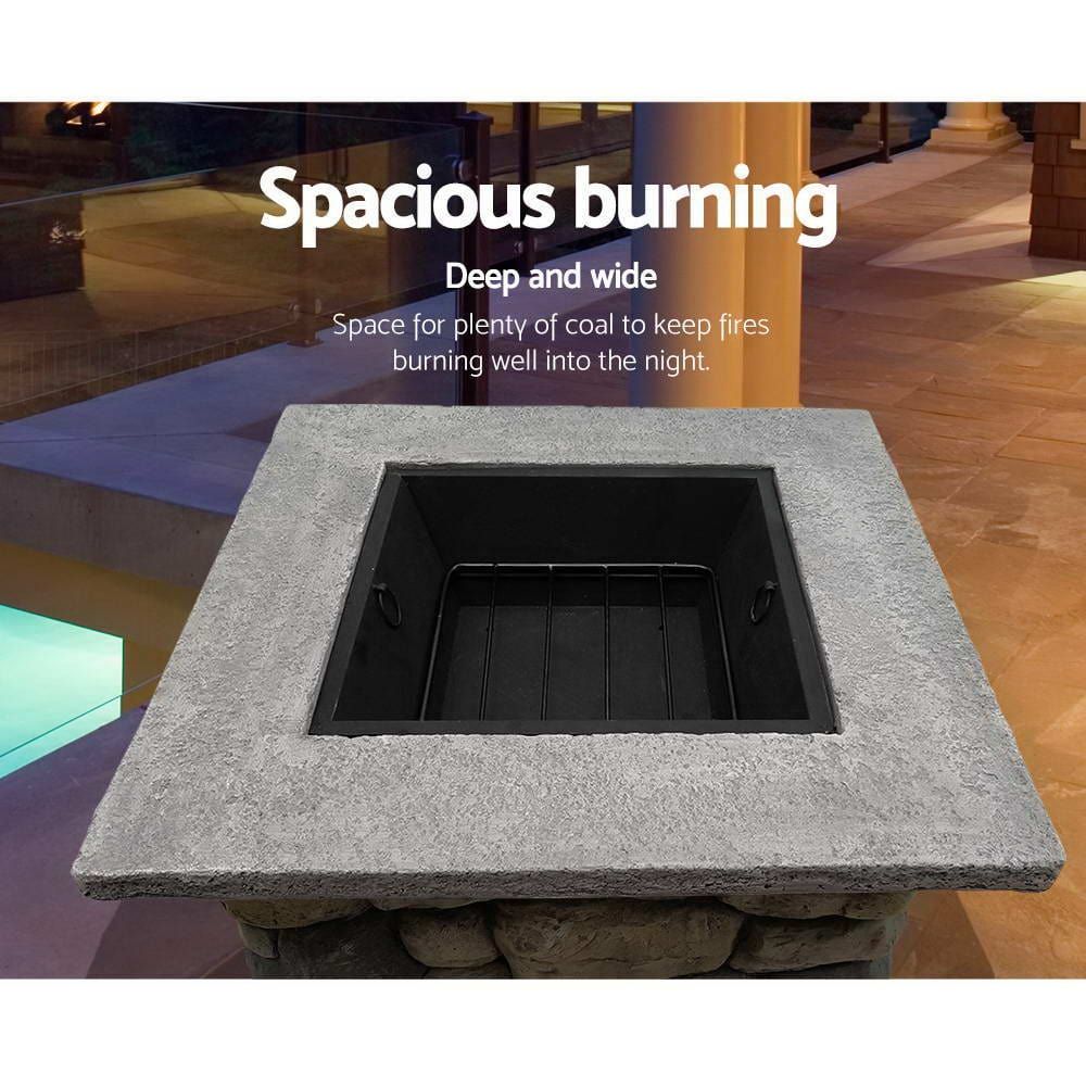 Premium Grillz Fire Pit - Outdoor Charcoal Fireplace Table for Backyard, Garden & Patio - Heavy Duty Steel Firepit Heater for Camping, BBQ & Cozy Nights