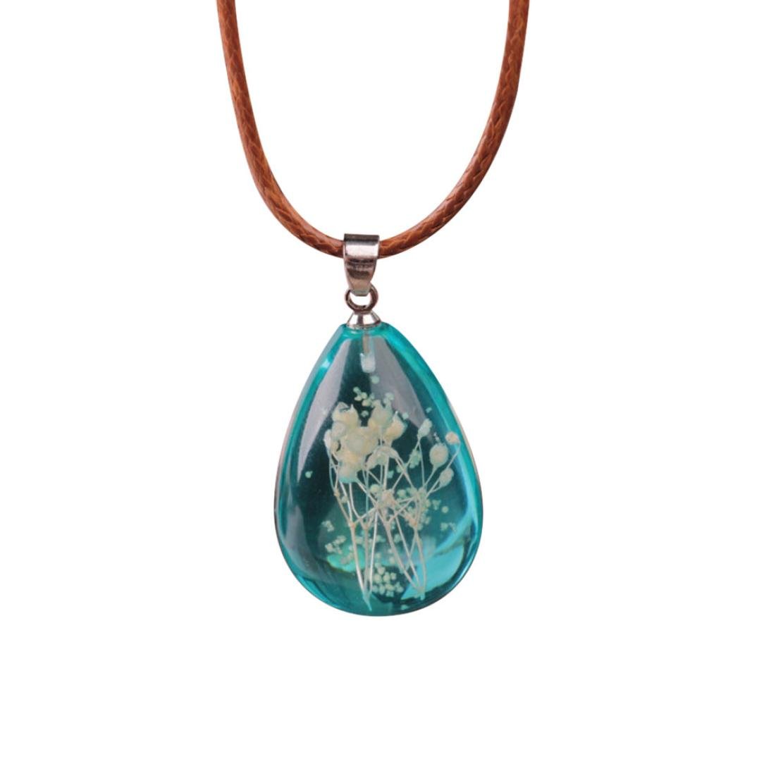 Lookatool Luminous Dried Flower Teardrop Necklace for Women - Valentine's Day Gift, Elegant Pendant Jewelry with Charm Chain - Perfect for Romantic Dates, Anniversaries & Special Occasions