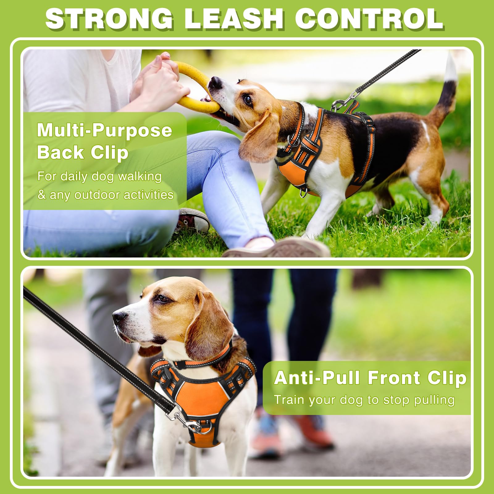 WINSEE No Pull Dog Harness with Collar - Adjustable Reflective Oxford Vest for Small Medium Large XL Dogs - Front & Back Leash Clips & Control Handle - Perfect for Walking, Hiking & Outdoor Adventures