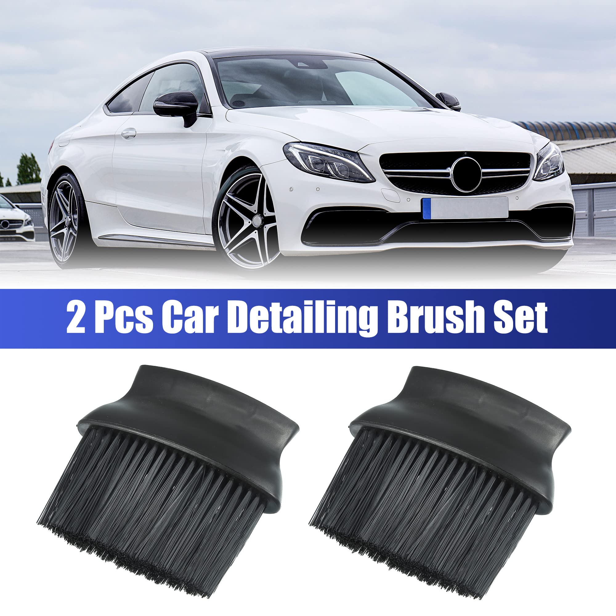X AUTOHAUX 2-Pack Soft Hair Car Interior Cleaning Brush - Premium Dust Removal Tool for Dashboards, AC Vents & Car Detailing - Black (Perfect for Quick Cleanups & Professional Auto Care)