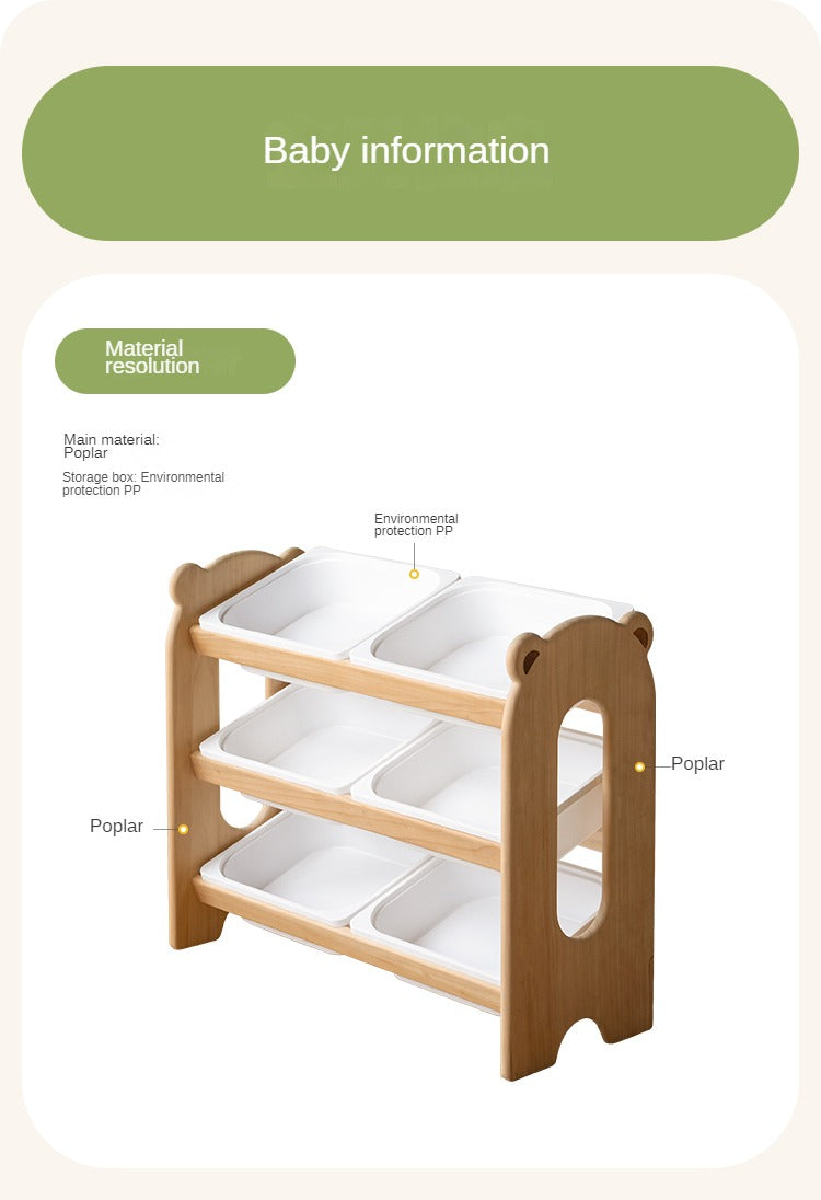 Solid Wood Kids Bookshelf - Poplar Multi-Tier Floor Standing Storage Organizer for Toys, Books & Nursery Decor | Perfect for Playrooms, Bedrooms & Daycares