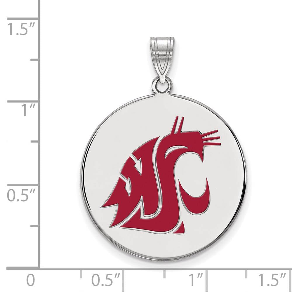 Washington State Extra Large 1 Inch Enamel Disc Pendant - Sterling Silver Charm for Necklace - Perfect for Travel Souvenirs, Gift Giving & Jewelry Making