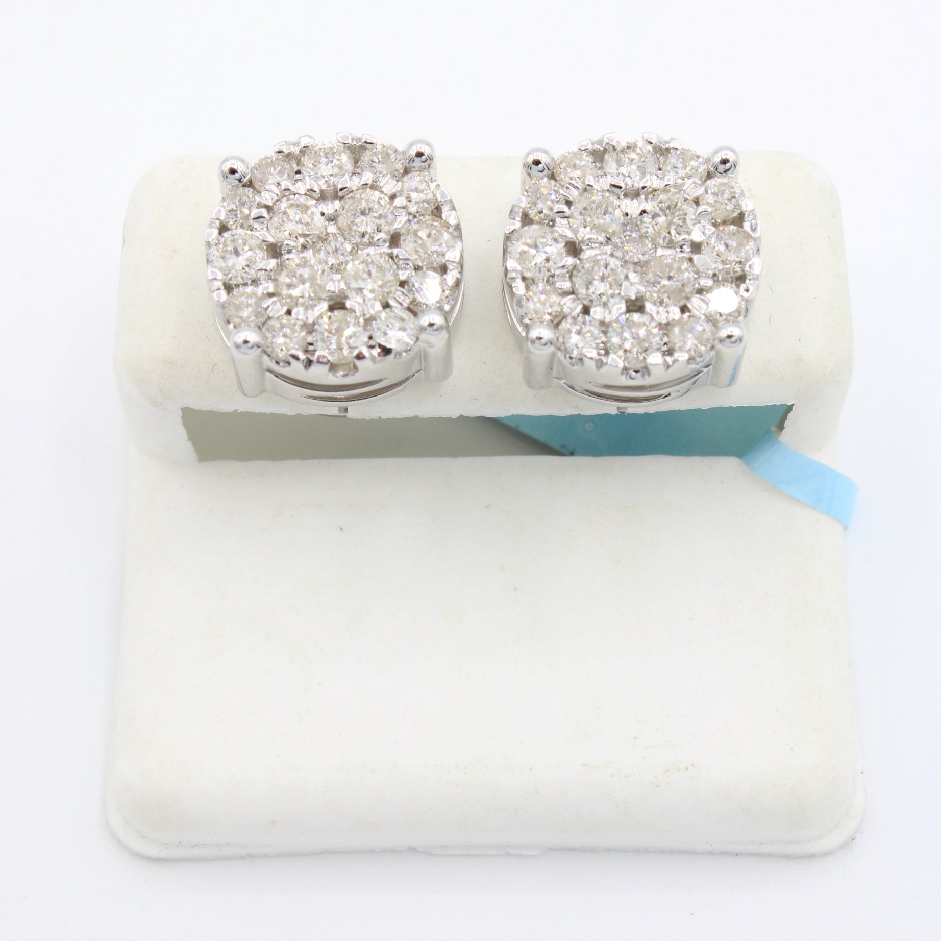 14K Gold (13MM) White Round Diamond Stud Earrings by JTJ™ - Perfect for Weddings, Parties & Everyday Elegance