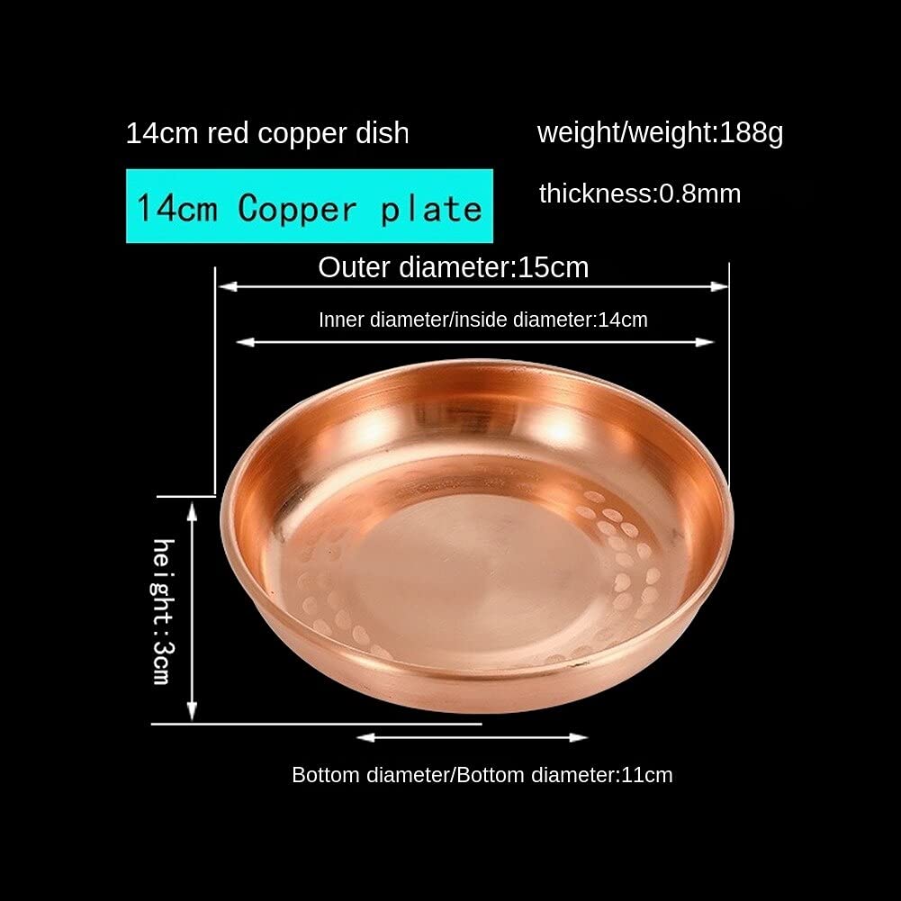 Pure Copper Round Serving Tray - 24cm Dish for Steamed Chicken, Fish, Seafood, Snacks | Elegant Wedding & Household Kitchenware | Rustic Dining & Party Platter