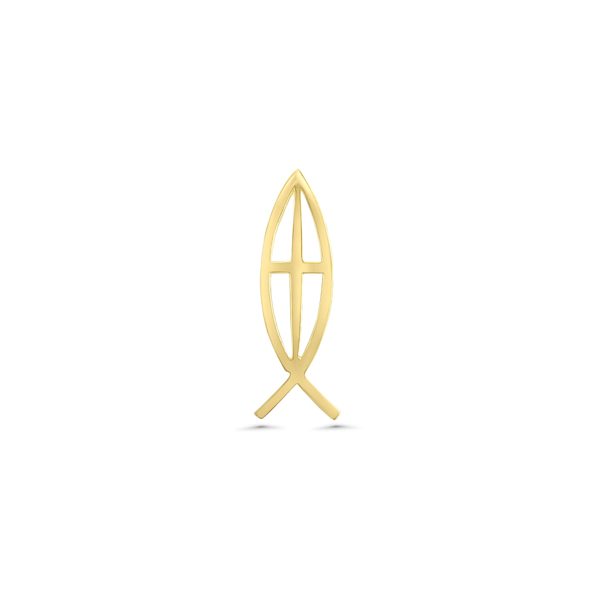 14K Yellow Gold Christian Fish Ichthys Cross Pendant - Elegant Religious Jewelry for Baptism, Confirmation & Daily Faith Wear