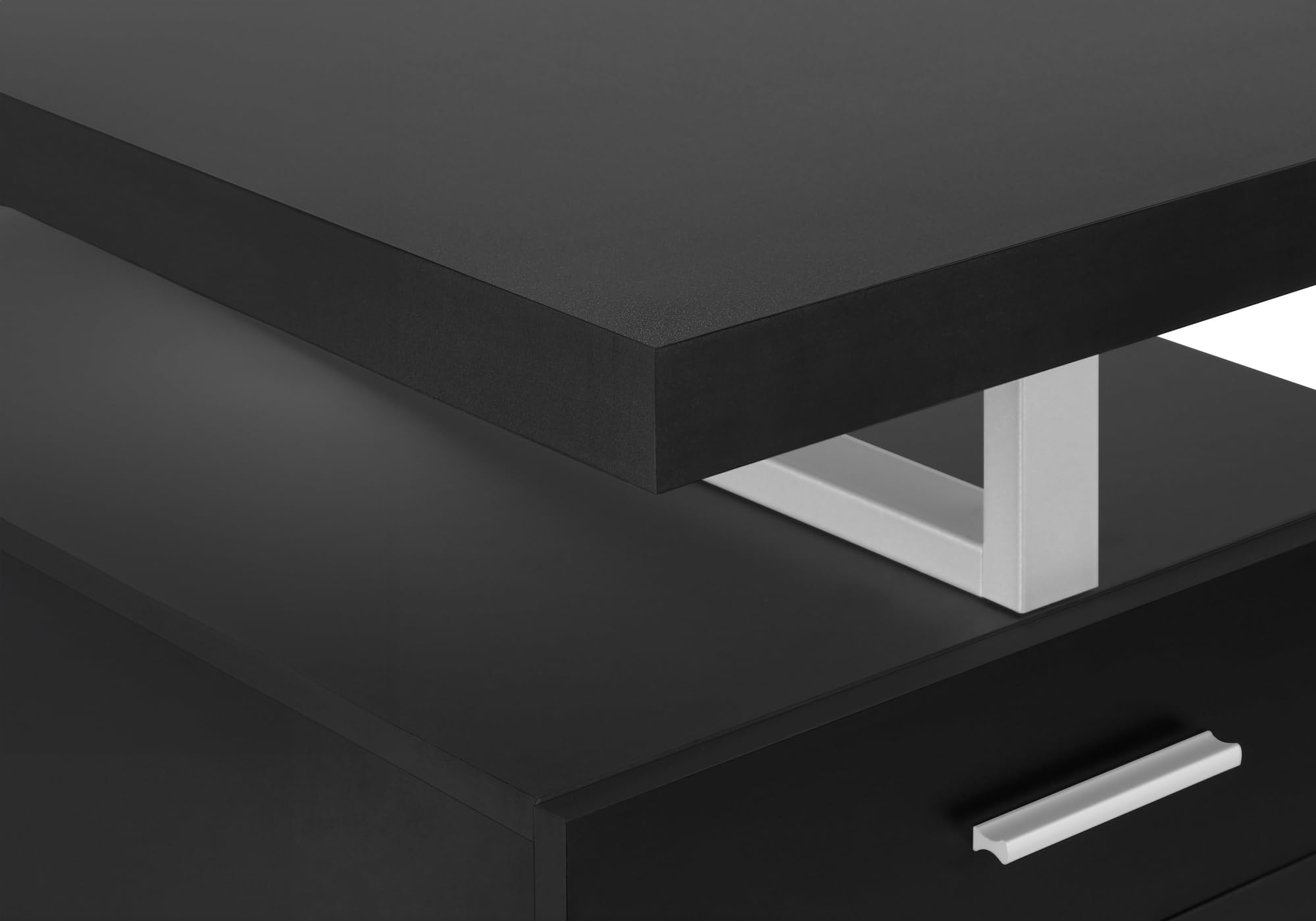 Monarch Specialties I 7649 48-Inch Modern Computer Desk with Storage Drawers - Home Office & Laptop Workstation for Left or Right Setup - Black & Grey Metal Laminate Contemporary Design - Perfect for Small Spaces & Remote Work