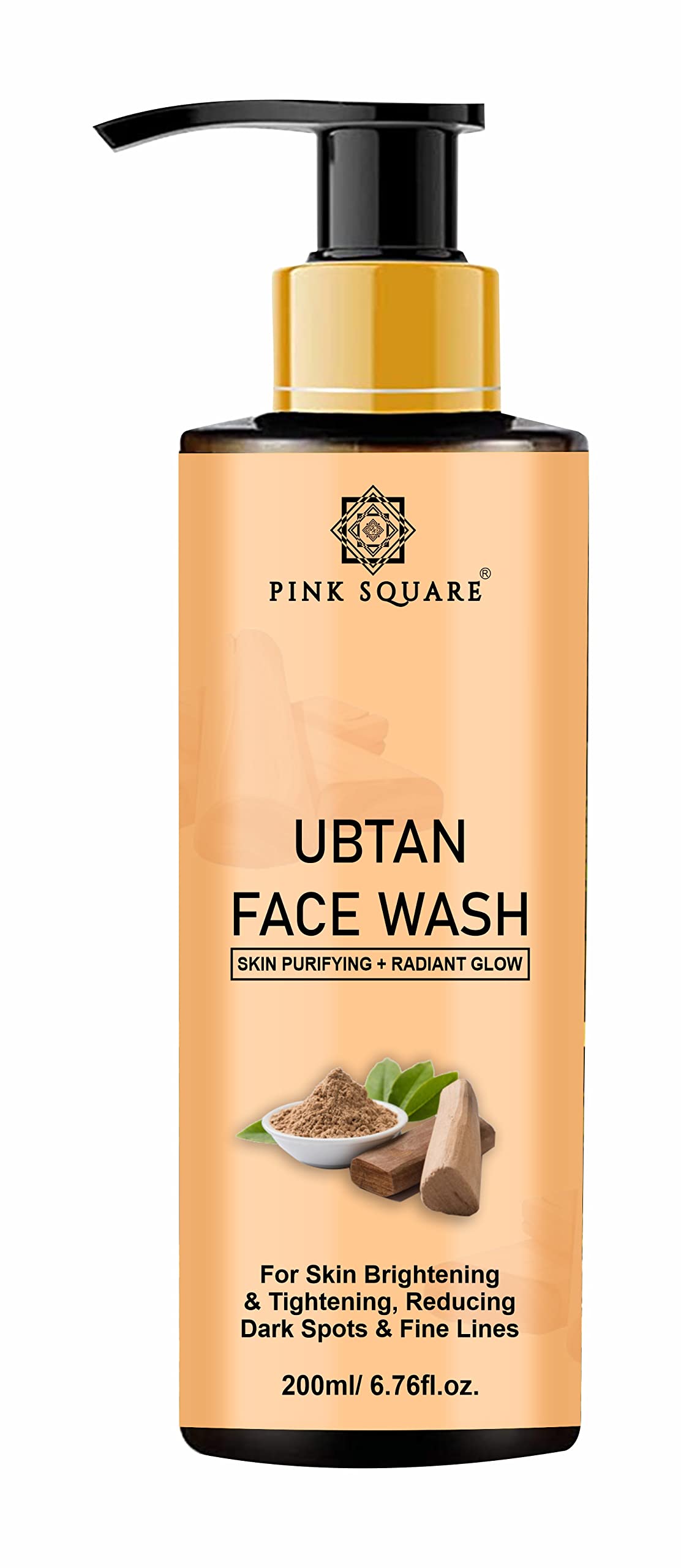 Pink Square Ubtan Face Wash for Tan Removal & Blemish Minimizing - With Saffron, Turmeric & Natural Ingredients | Even Skin Tone & Glow | 200ml | Perfect for Daily Skincare & Brightening Dull Skin