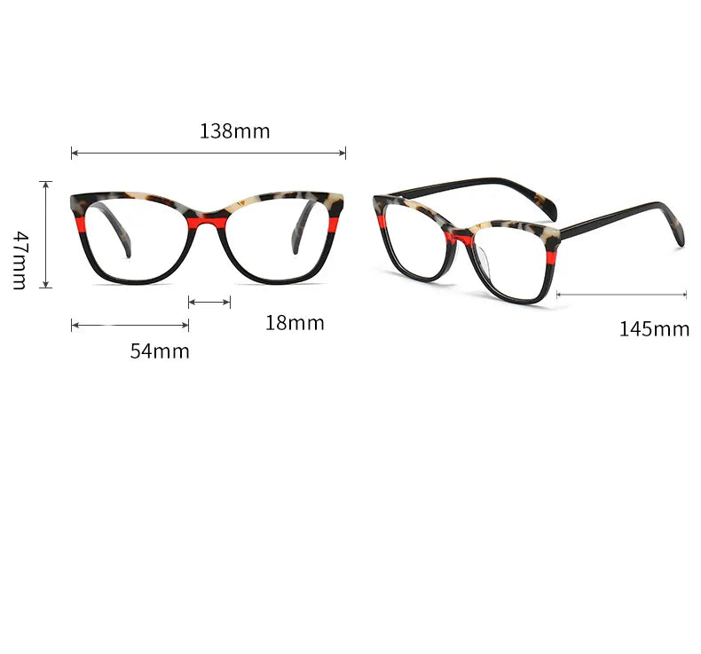 CCspace Unisex Full Rim Square Acetate Eyeglasses 56941 - Stylish & Durable Frame for Men & Women - Perfect for Work, Reading & Fashion Accessories