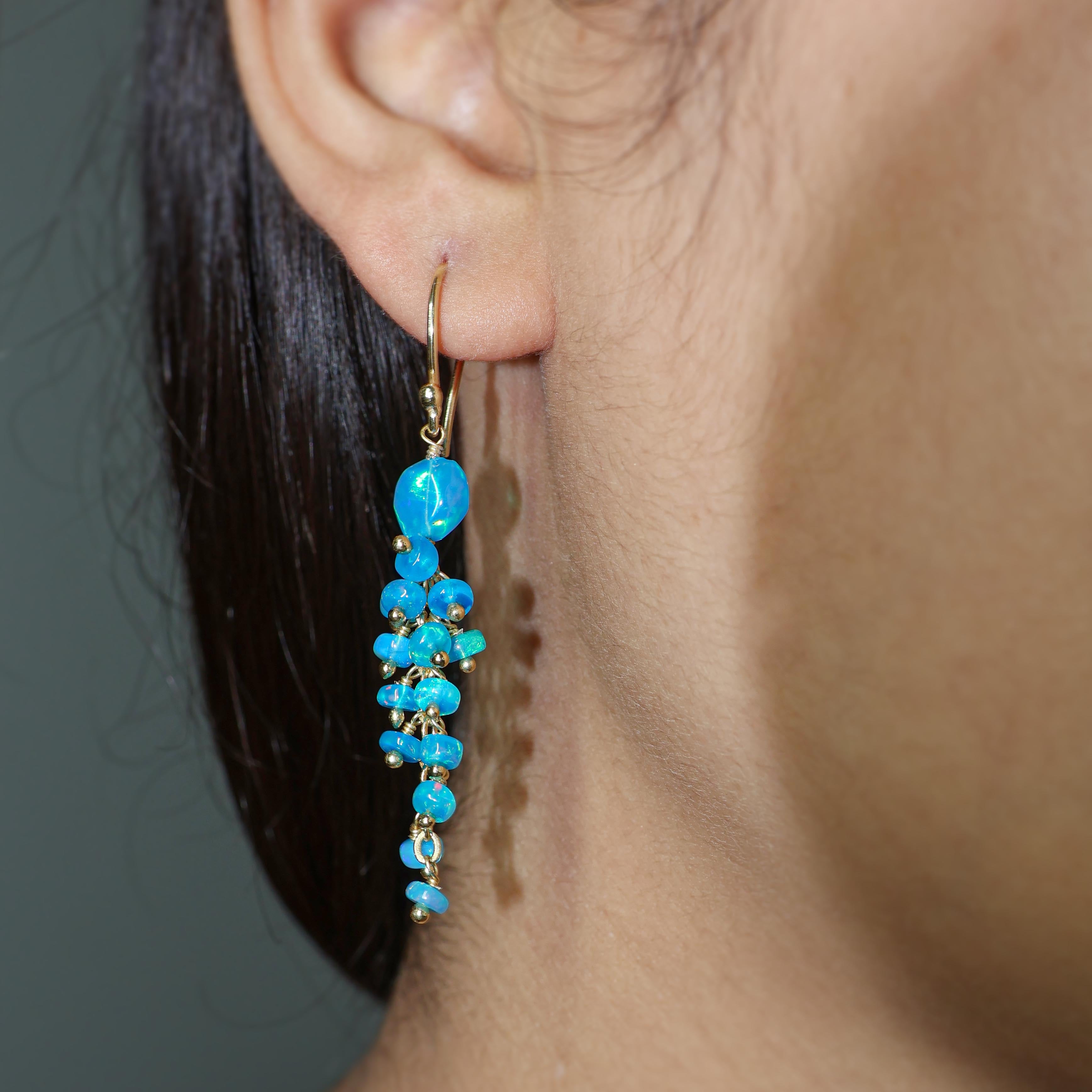 Handmade Paraiba Opal Drop & Dangle Earrings - Blue Gemstone Jewelry for Women - Perfect for Parties, Weddings & Special Occasions