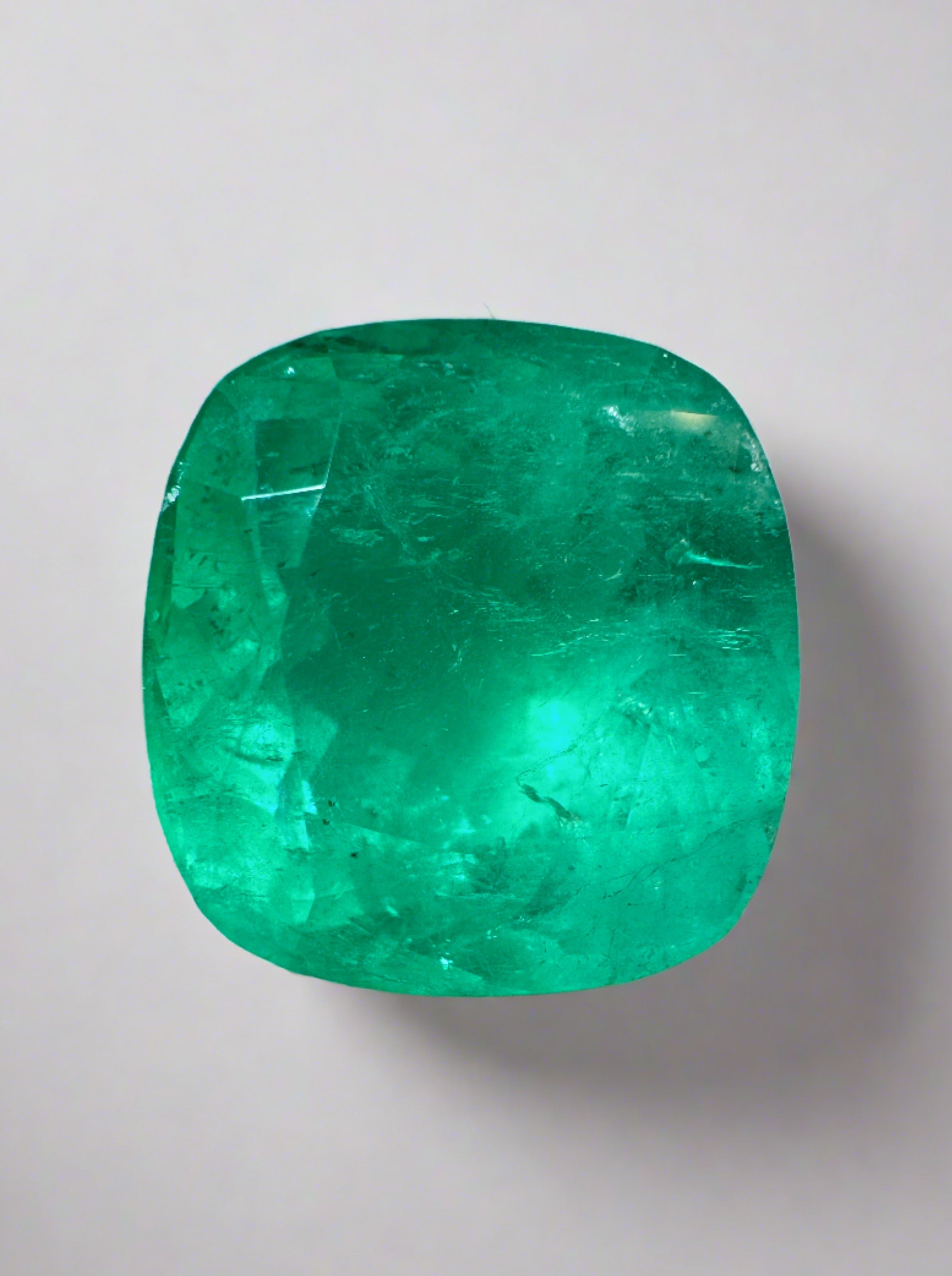 14.55 Carat Natural Colombian Emerald - Cushion Cut Loose Gemstone for Jewelry Making (15x15mm, Medium Green) | Perfect for Engagement Rings, Necklaces & Custom Designs