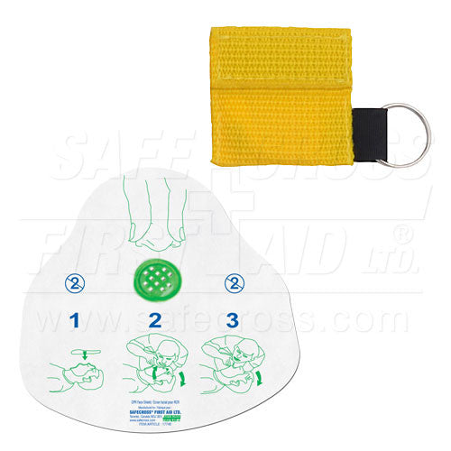 CPR Face Shield in Mini Pouch - Yellow - Emergency First Aid Protection for Healthcare Workers & First Responders