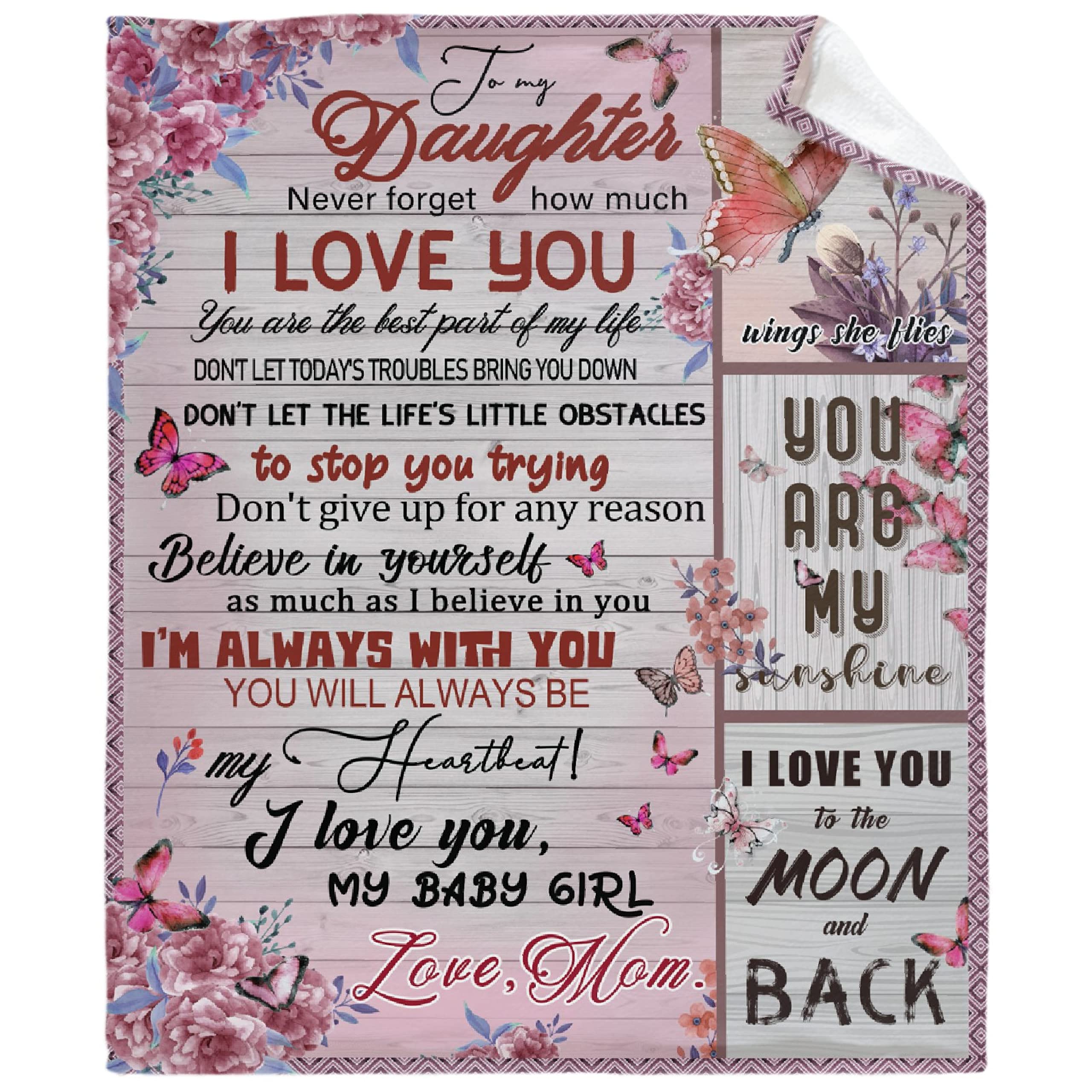 Soft Cozy Plush Fleece Throw Blanket for Daughter - XL Lightweight Blanket Gift from Mom & Dad, Perfect for Mothers Day, Birthday, Christmas | Great for Bed, Sofa, Couch & Travel - I Love You Family Gift