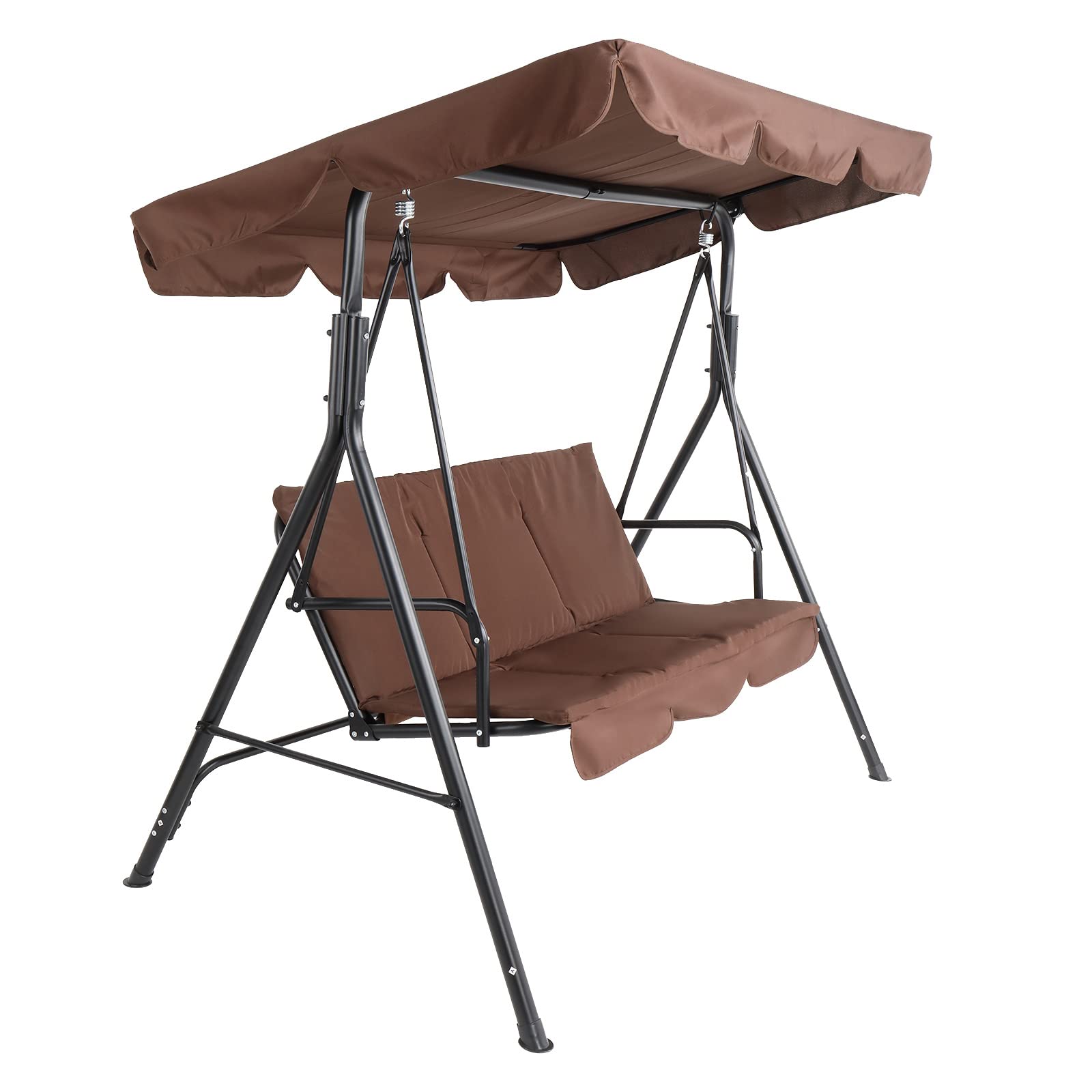 Sturdy 3-Person Iron Garden Swing Chair with Canopy & Cushion - 250kg Capacity, 170x110x153cm - Perfect for Patio, Backyard & Greenhouse Relaxation