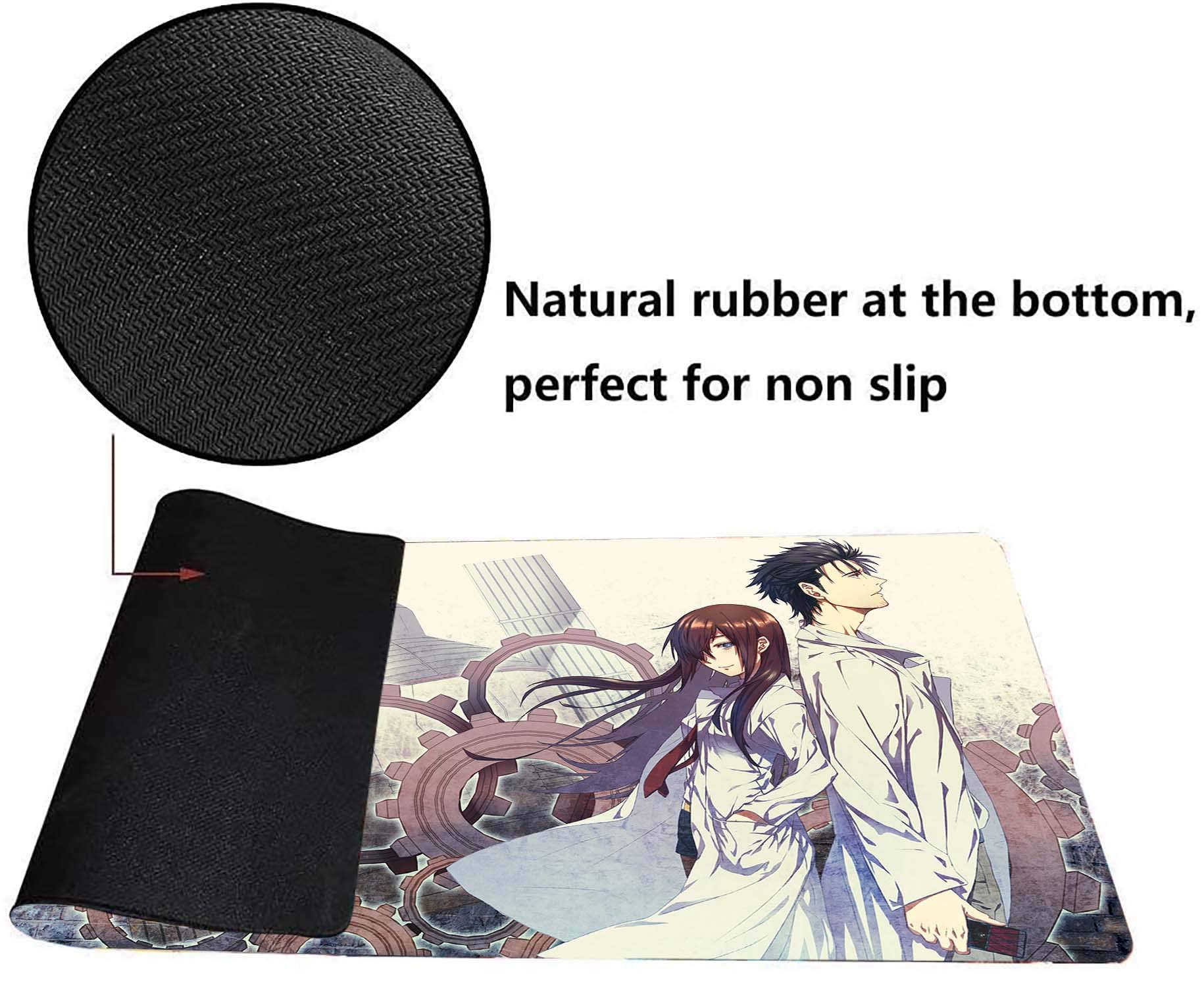 Steins;Gate Anime Gaming Mouse Pad - Large XXL Desk Mat for Computer, Keyboard & Mouse - Non-Slip Rubber Base - Perfect for Office, Gaming & Workstations (50cm)